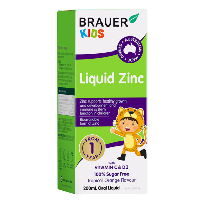 Brauer Kids Liquid Zinc - hỗ trợ cho trẻ biếng ăn từ 1 tuổi (200m)