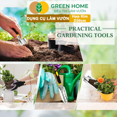 Dụng Cụ Làm Vườn GreenHome D30cm, Hợp Kim Nhôm, Tay Cầm Cao Su Chống Trượt, Gồm Xẻng, Cuốc, Cào