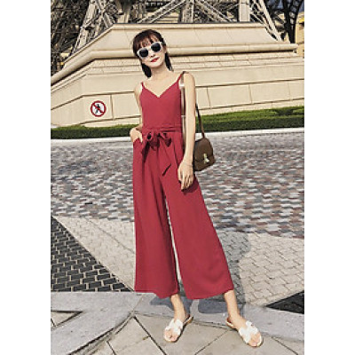 Set Jumpsuit 2 dây liền quần ống rộng sang trọng, lưng trần quyến rũ, mẫu thanh lịch trẻ trung, có dây bụng | MX046