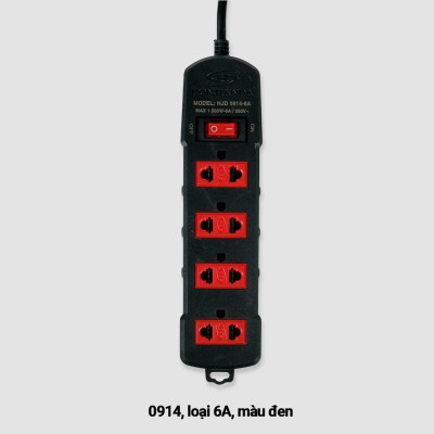 Ổ Cắm Điện Honjianda HJD-0914-6A Chiều Dài Dây 5M Công Suất Tối Đa Max 1500W 250V - 6A - Hàng Chính Hãng