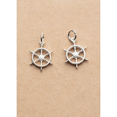 Combo 2 cái charm bạc hình bánh lái mặt treo 1 - Ngọc Quý Gemstones