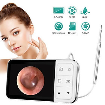 ROGTZ - Camera Nội Soi Tai Mũi Họng C02 Lens 3.9mm Màn Hình 4.5 Inch LCD Kỹ Thuật Số Phân Giải 1920*1080 6LED Hỗ Trợ Chụp Nhanh Và Quay Video 1080P Pin 2500mAh 4-5h Chống Nước IP67 Tai Mũi Họng Cơ Thể Bên Trong  - Hàng Chính Hãng