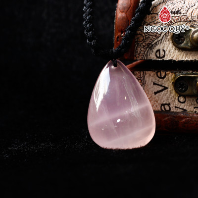 Mặt dây chuyền hình giọt nước thạch anh hồng - Ngọc Quý Gemstones