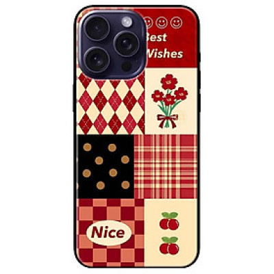 Ốp lưng dành cho Iphone 15 - Iphone 15 Plus - Iphone 15 Pro - Iphone 15 Pro Max - Ô Vuông Đỏ Cherry - Hàng Chính Hãng