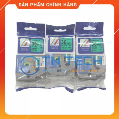 Nhãn In Tz2-761 - Đen nền xanh lá 36mm x 8m - Dùng cho máy in BROTHER - AIMO - PUTY [Hàng nhập khẩu]