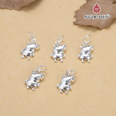 Charm bạc treo hình heo peppa - Ngọc Quý Gemstones
