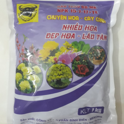 Combo 02 loại Phân bón đầu trâu NPK 17-15-7+TE và 15-7-17+TE cao cấp gói 1KG chuyên hoa - cây cảnh giúp phát triển toàn diện cho hoa và cây cảnh