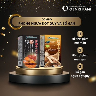 Combo Viên Uống Phòng Ngừa Đột Quỵ Natto Ichou, Bổ Gan Kanzo Ukon Genki Fami Nhật Bản
