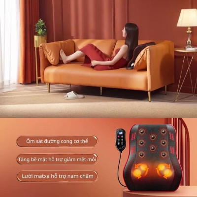 Gối Massage Cổ Vai Gáy, Máy Massage Hồng Ngoại Giảm Nhức Mỏi Toàn Thân 20 Bi Cao Cấp Thế Hệ Mới