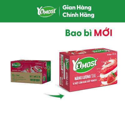 Thùng 48 Hộp Sữa Chua Lên Men Tự Nhiên Yomost Vị Dâu (170ml/Hộp)