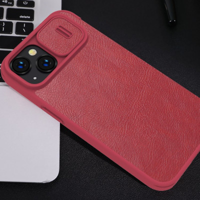 Bao da dành cho iPhone 14/ 14 Plus/ 14 Pro Max/ 14 Pro hàng chính hãng Nillkin QIN có nắp trượt bảo vệ camera - Hàng nhập khẩu