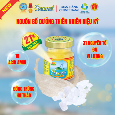  NEW [ Combo 10 lọ] Nước Yến sào Khánh Hòa Sanest 21% - Đông Trùng Hạ Thảo