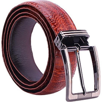 Thắt Lưng Nam Da Đà Điểu Đầu Kim Huy Hoàng HT4408 - Nâu Đỏ