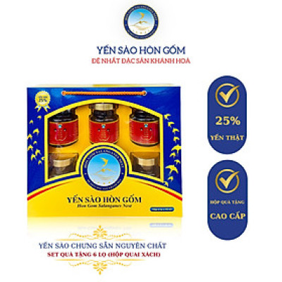 [Set QT 6 Hũ] Tổ Yến Chưng Đông Trùng Hạ Thảo (Ăn Kiêng) - Yến Sào Hòn Gốm Chính Hiệu Khánh Hoà - HGK NEST