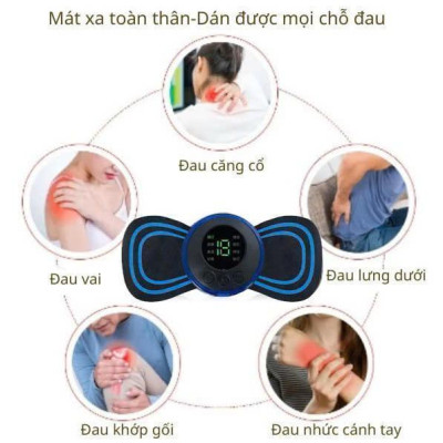 Máy massage MIni kèm miếng dán máy xa cổ vai gáy, 8 chế độ-19 chế độ tiện dụng