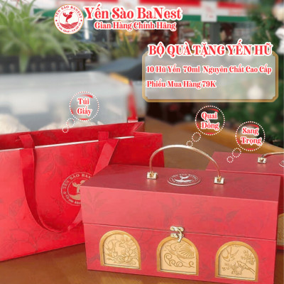 Sét Quà Tặng 10 Hũ Yến 70ml chứa 7.8g Yến Tươi Tiệt Trùng Cao Cấp - Yến Sào BaNest