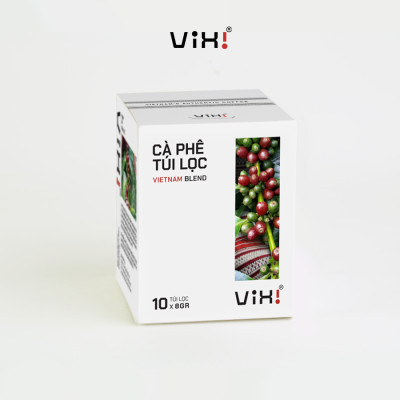 Cà phê Blend túi lọc nguyên chất tiện lợi rang mộc ViXi hộp 8g