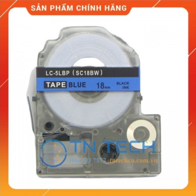 Nhãn in TEPRA - EPSON LC-5LBP (SC18BW) – Chữ đen nền xanh dương 18MM X 8M  - Dùng cho máy in nhãn TEPRA - EPSON [Hàng nhập khẩu]