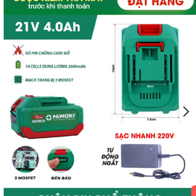 Máy Cắt Tỉa Hàng Rào Cắt Cây Cảnh HIMOKI Chính Hãng - Động Cơ Lõi Đồng 100% - Chân Pin Phổ Thông 4cm 
