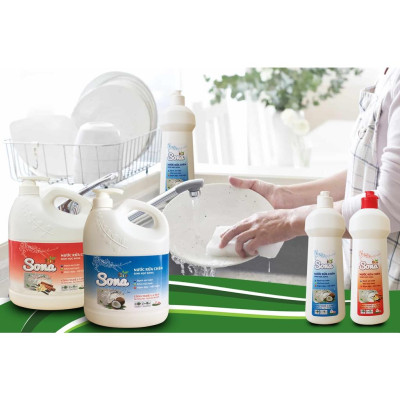 Nước rửa chén/bát sinh học SONA 1.6kg hương dừa quế