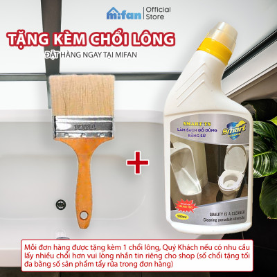 Làm Sạch Tẩy Trắng Đồ Dùng Bằng Sứ SMART TS - Bồn Cầu, Bồn Tắm, Bồn Rửa - Trắng Ngay Sau 5 Phút Không Cần Cọ Rửa - Tặng Kèm Chổi Lông -