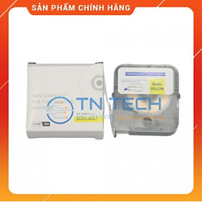 Nhãn in PUTY PT-1006Y - Chữ đen nền vàng 6MM x 8M - Dùng cho máy in ống PUTY PT-1010 [Hàng nhập khẩu]
