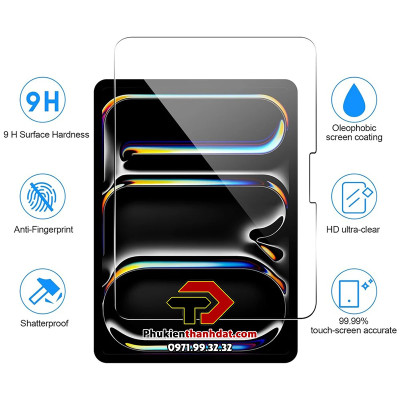 Tấm dán kính cường lực cho iPad Pro 11 2024, iPad Pro 13 2024 M4 hiệu Glass Pro  - Hàng chính hãng