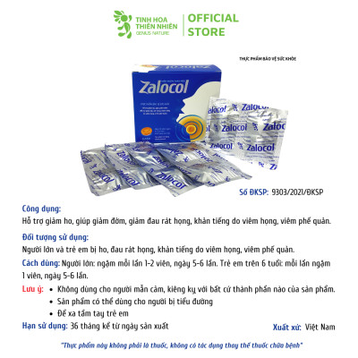 Combo 2 hộp viên ngậm Ho thảo mộc Zalocol Hỗ trợ giảm đờm, đau rát họng, khản tiếng do viêm họng, viêm phế quản (Hộp 20 viên) - Genat