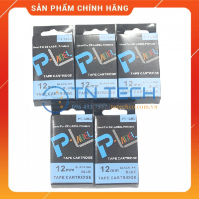 Nhãn in CASIO PT-12BU - Chữ đen nền xanh dương 12MM x 8M - Dùng cho máy in nhãn CASIO [Hàng nhập khẩu]