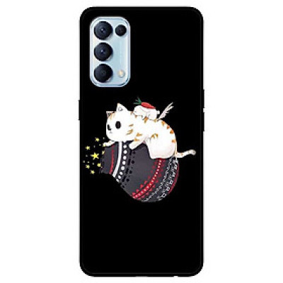 Ốp lưng dành cho Oppo Reno 5 mẫu Mèo Trắng Ôm Túi
