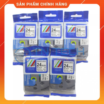 Nhãn In TZ2-FX251 - Đen nền trắng 24mm x 8m - Dùng cho máy in BROTHER - AIMO - PUTY [Hàng nhập khẩu]
