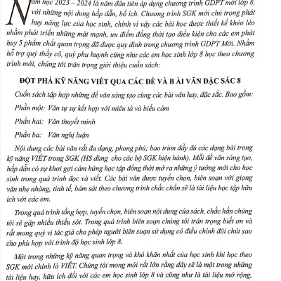 Đột Phá Kỹ Năng Viết Qua Các Đề Và Bài Văn Đặc Sắc 8 (Theo Chương Trình GDPT Mới)