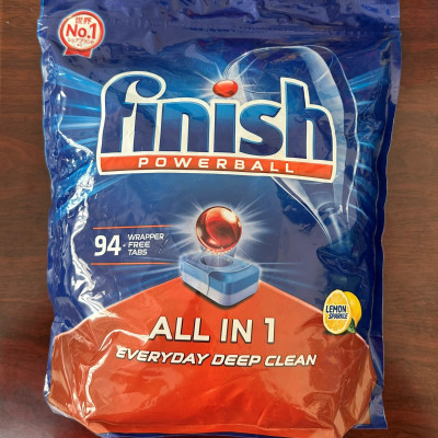 Túi 60 viên rửa chén Finish All In 1 Max Dishwasher Tablets Lemon Sparkle QT04585 - hương chanh