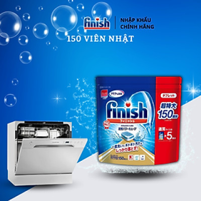 Combo Viên rửa bát Finish Nhật 150 viên + Muối rửa bát Finish 1kg + Nước làm bóng và khô bát 400ml dùng cho máy rửa bát