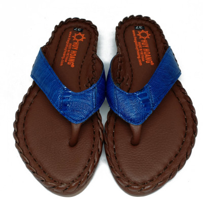 Dép nữ Huy Hoàng da đà điểu màu xanh dương HT7410