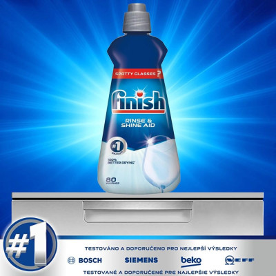 Nước làm bóng và khô bát, đĩa Finish Dishwasher Rinse & Shine Aid Regular 400ml QT017391, nước trợ xả máy rửa bát