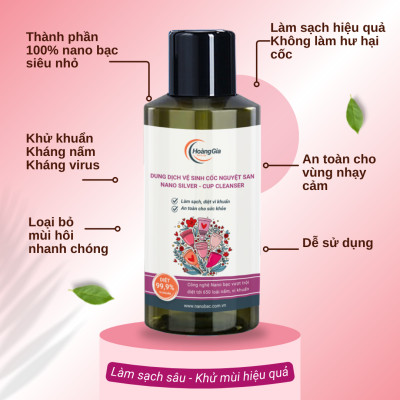 Dung Dịch Vệ Sinh Cốc Nguyệt San Nano Bạc - Làm Sạch, Khử Khuẩn Dịu Nhẹ & An Toàn, Không Kích Ứng