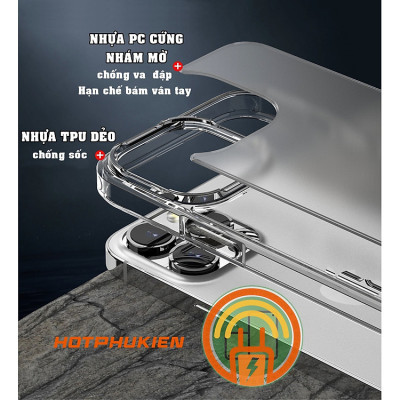 Ốp lưng nhám chống sốc cho iPhone 15 Pro Max, 15 Pro, 15 Plus, iP 15 hiệu Likgus Fosted Transparent chống bẩn và vân tay - Hàng nhập khẩu