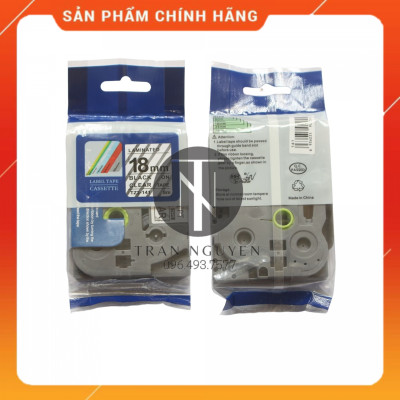 Nhãn In đa lớp Tz2-141 - Đen nền trong 18mm x 8m - Hàng nhập khẩu