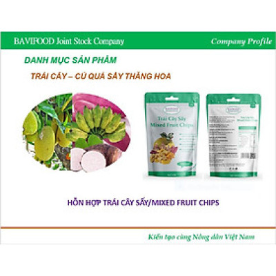 Trái Cây Sấy Chân Không (Mixed Fruit Chips), Giòn Xốp Tự Nhiên – BAVIFOOD, Khối Lượng: 1 kg (thùng = 10 gói x 100 grs/gói) – Premium