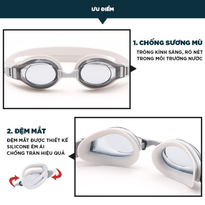 Kính Bơi Cận Từ 2 Đến 7 Độ Kính Bơi Người Cận Dây Đeo Êm Ái Chông Sương Thời Trang Cleacco SG1670 Boro Sport