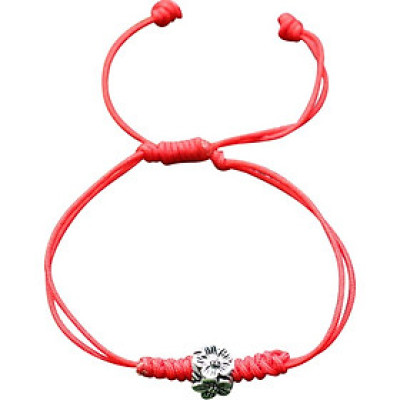 Vòng Kết Dây Đỏ Charm Hoa Bạc 4 Cạnh Ngọc Quý Gemstones GA1