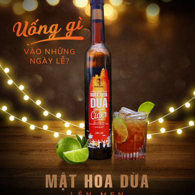 Mật Hoa Dừa Lên Men Cider SokFarm - Thức Uống Lên Men Dành Cho Phái Đẹp, Kích Thích Tiêu Hóa, Giảm Tích Tụ Mỡ Bụng, Giàu Chất Điện Giải Tự Nhiên - Chai 375 ml