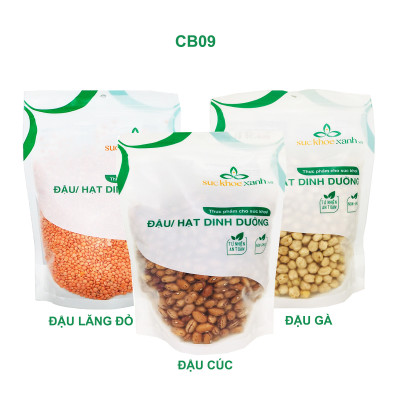 COMBO09: 1 Túi Đậu Gà Canada, 1 Túi Đậu Lăng đỏ Canada và 1 Túi Đậu Cúc Ấn Độ, Mỗi Túi 500g