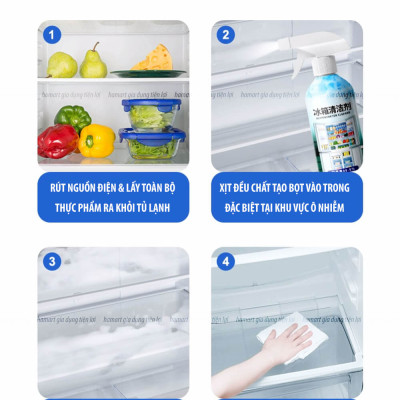 Xịt Khử Mùi Vệ Sinh Tủ Lạnh Chai 500ml Xịt Tạo Bọt Làm Thơm Sạch Tủ Đông Hiệu Quả Tiện Lợi