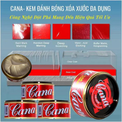 Kem Đánh Bóng Xóa Trầy Xước Sơn Ô tô - Xe Máy Cana Car Cream 100g -220g - đánh bóng bề mặt kim lọai, đồ gỗ, mặt đá