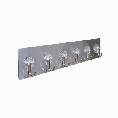 Móc dán KG025 dán dính tường, gạch ốp, dính gỗ cao cấp siêu dính 6 móc thanh kim loại - Hàng chính hãng