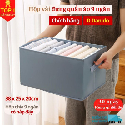 Hộp vải đựng quần áo chia 9 ngăn - 16 ngăn đa năng D Danido - Khay đựng đồ 9 ngăn tiện ích, chất liệu cao cấp vải không dệt có nắp, an toàn môi trường