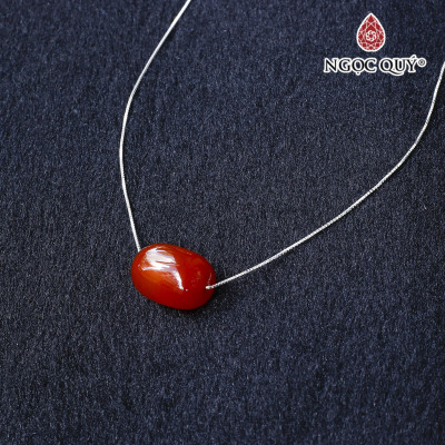 Dây chuyền bạc lu thống mã não đỏ 17x13mm mệnh hỏa, thổ - Ngọc Quý Gemstones