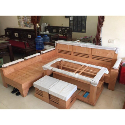 Bộ bàn ghế góc Như Ý gỗ xoan đào